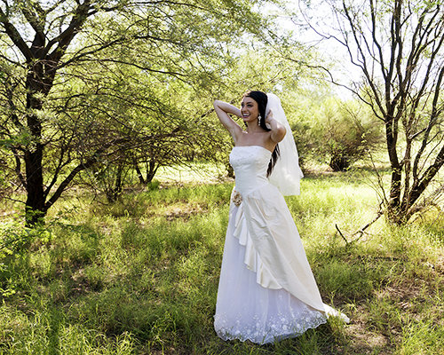 A bride in a wedding dress